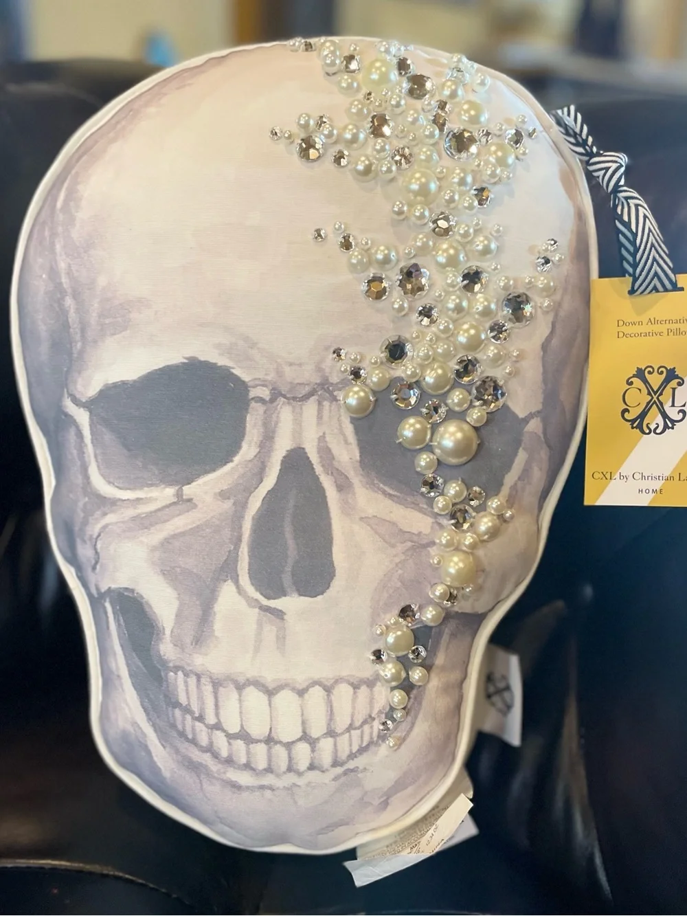 CXL by Christian Lacroix Embellished Skull Down Alternative Decorative Pillow